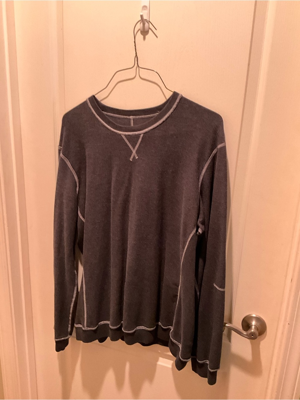Men's Crewneck Sweatshirt in Charcoal with Contrast Stitching